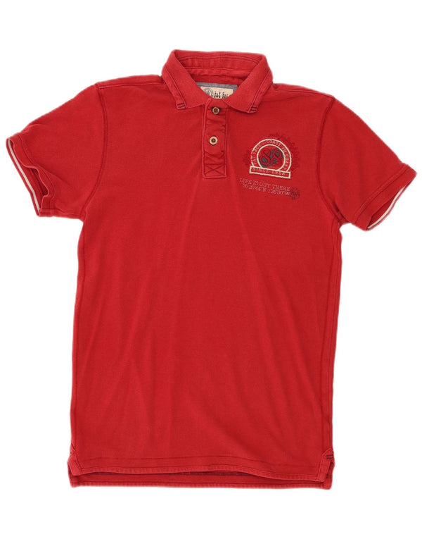 Fat Face Herren-Poloshirt mit Grafik, XS, rote Baumwolle