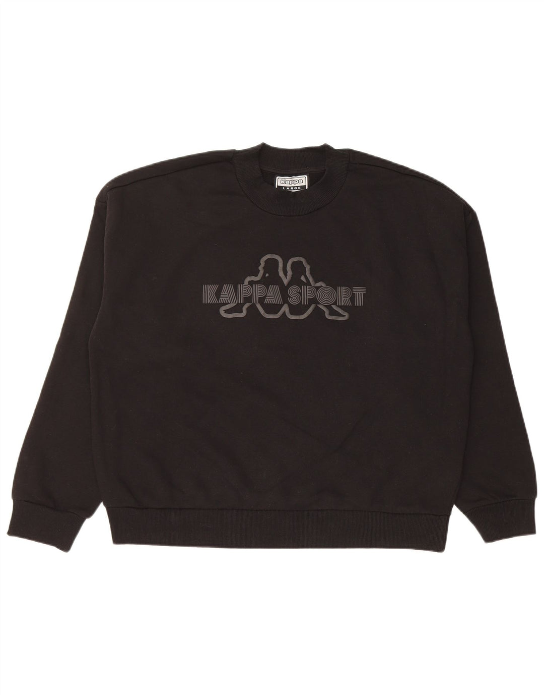 KAPPA Damen-Sweatshirt, übergroß, Crop Graphic, Gr. 16, Schwarz