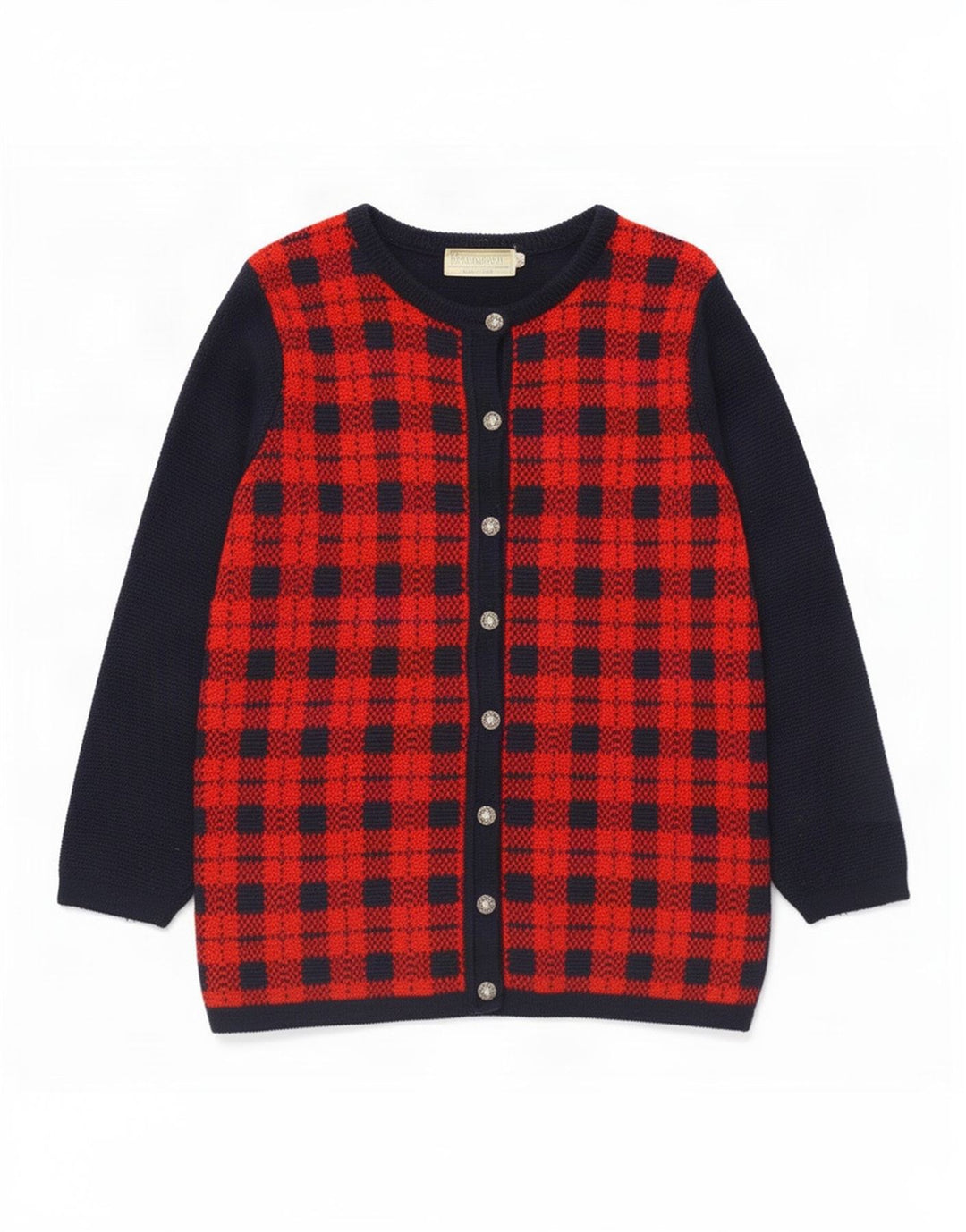 Edinburgh Damen-Cardigan-Pullover UK 14 Medium Marineblau karierte Wolle