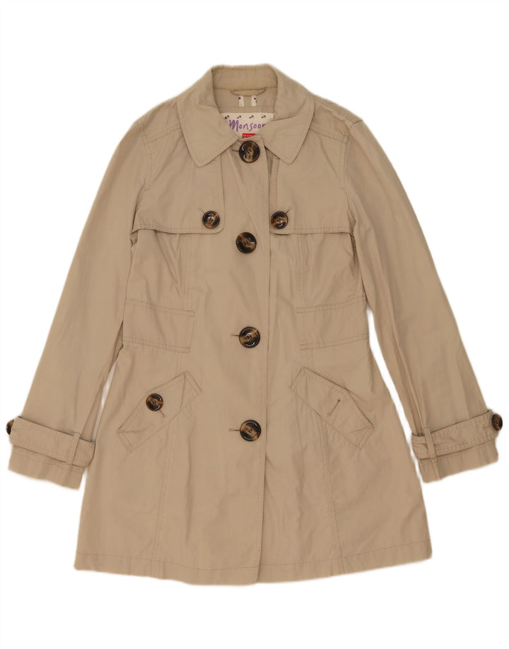 Monsoon Damen Trenchcoat UK 8 Small Beige Baumwolle