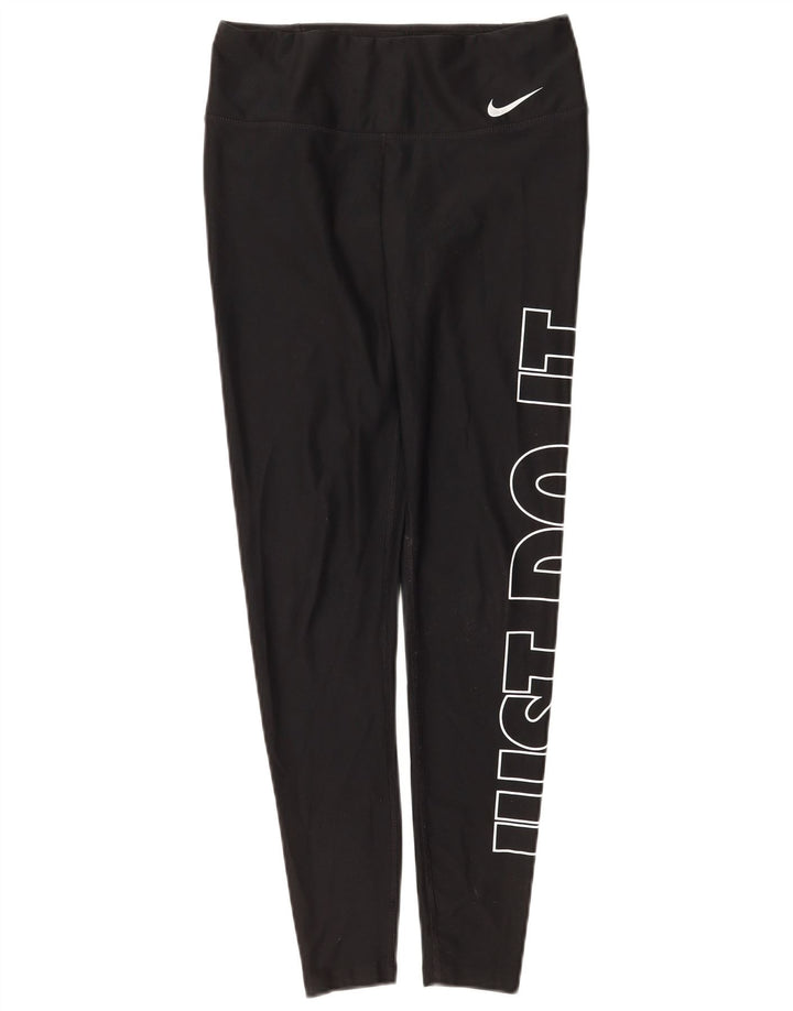 Nike Damen Dri Fit Graphic Leggings UK 8 Small Schwarz Polyester