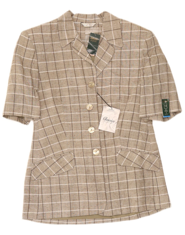St. Bernard Damen-Cardigan-Oberteil mit kurzen Ärmeln, UK 12, mittelbraun kariert