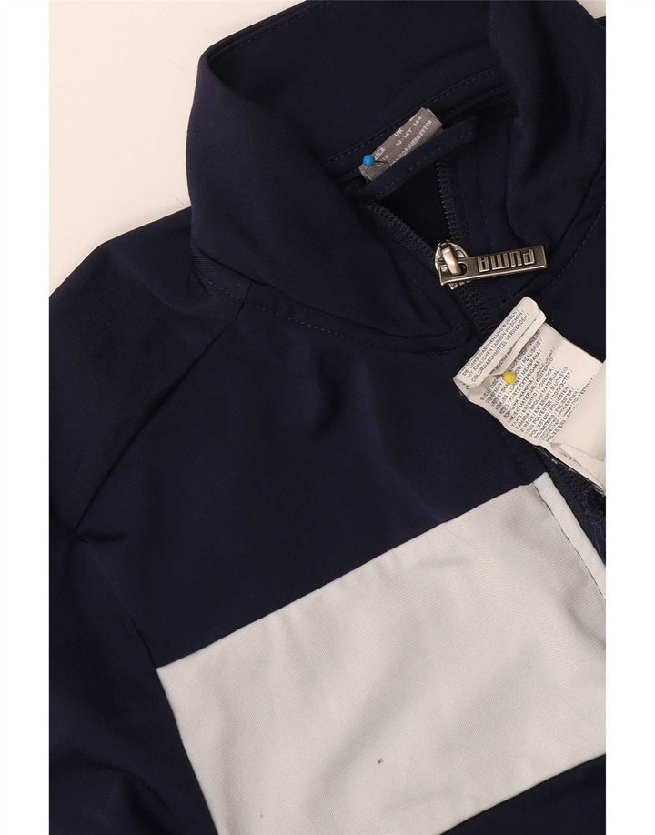Puma Jungen-Trainingsanzug-Top-Jacke, 13–14 Jahre, marineblaues Farbblock-Polyester