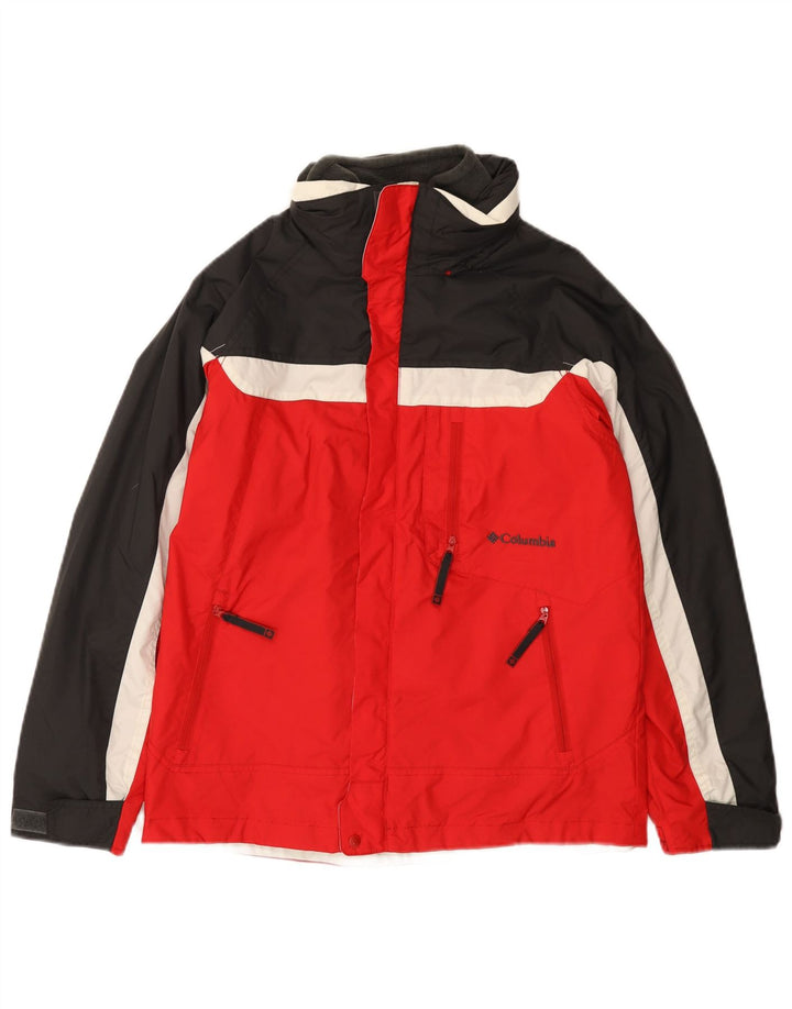 COLUMBIA Windjacke mit Kapuze für Jungen, 14–15 Jahre, rotes Farbblockdesign