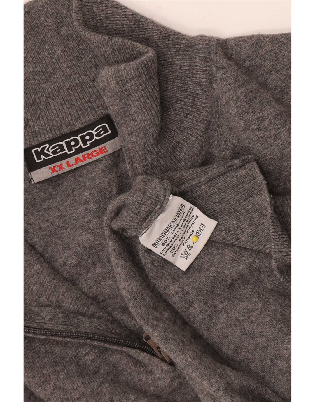 Kappa Herren-Pullover mit Reißverschluss, 2XL, graue Lammwolle