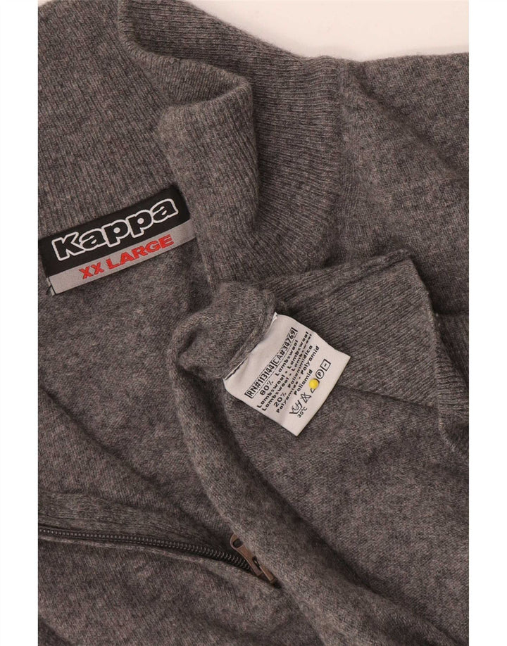 Kappa Herren-Pullover mit Reißverschluss, 2XL, graue Lammwolle
