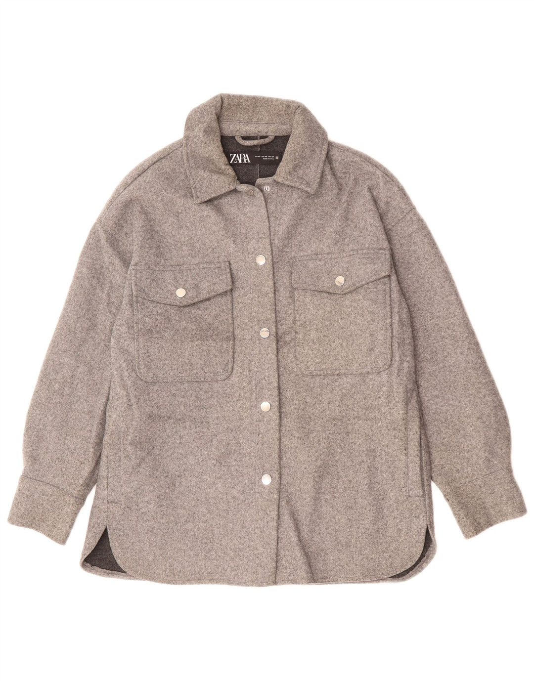 Zara Damen Übergroße Bomberjacke UK 6 XS Graues Polyester