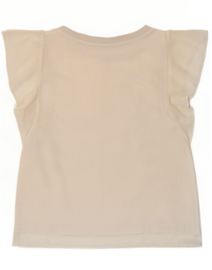Zara Damen-Blusenoberteil UK 12 Mittelweißes Polyester
