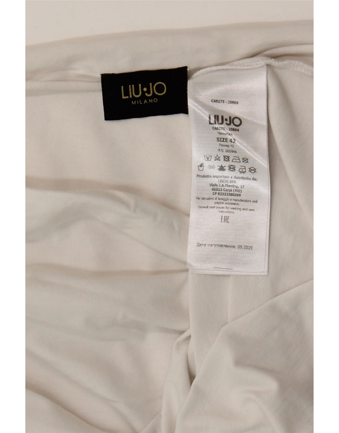 Liu Jo Damen Grafik-T-Shirt-Oberteil IT 42 Mittelweiße Baumwolle