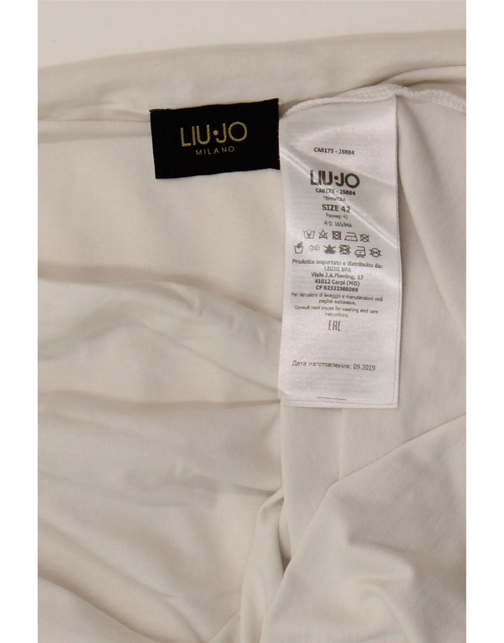 Liu Jo Damen Grafik-T-Shirt-Oberteil IT 42 Mittelweiße Baumwolle
