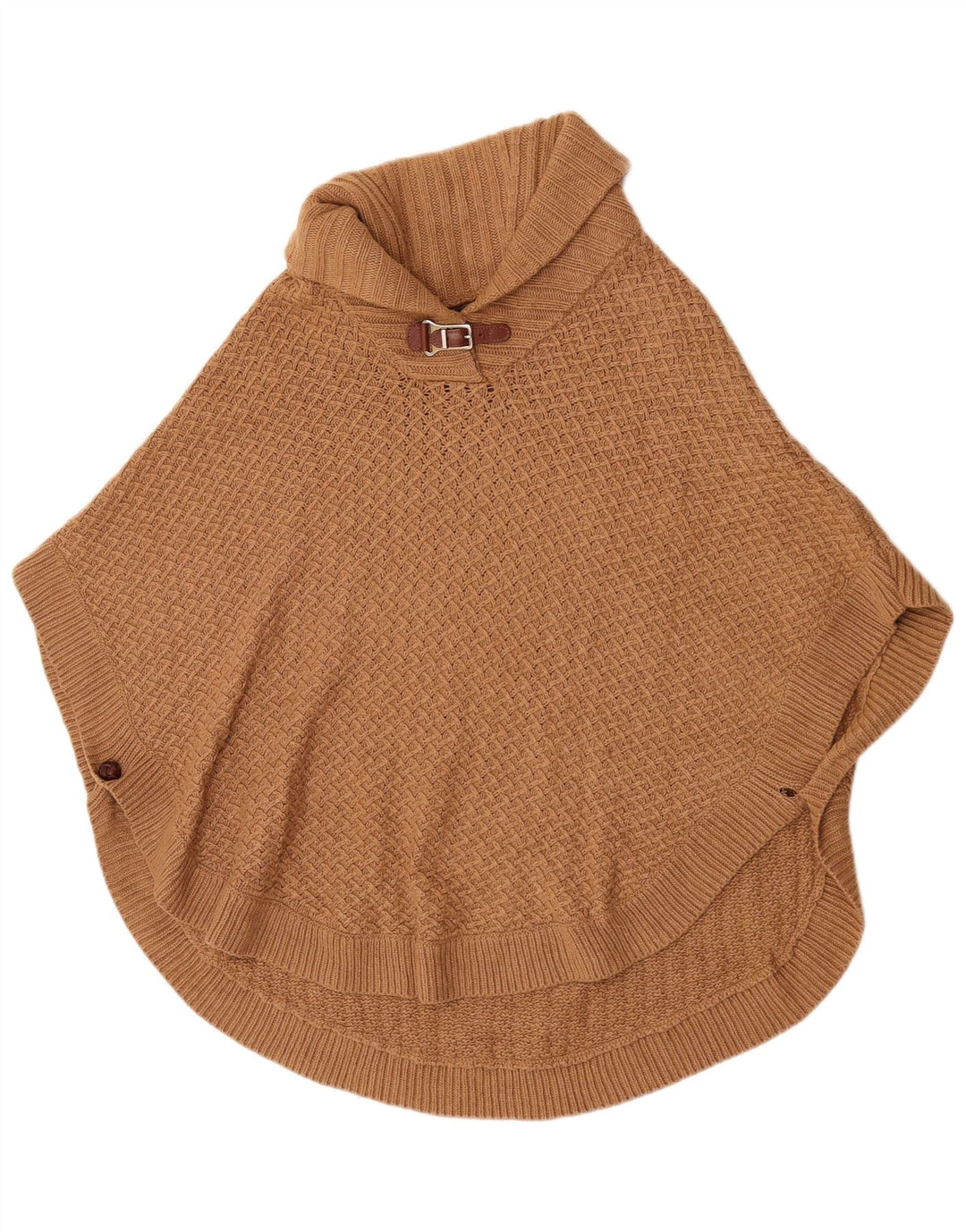 Massimo Dutti Damen Ponchopullover US 8 Mittelbraune Wolle