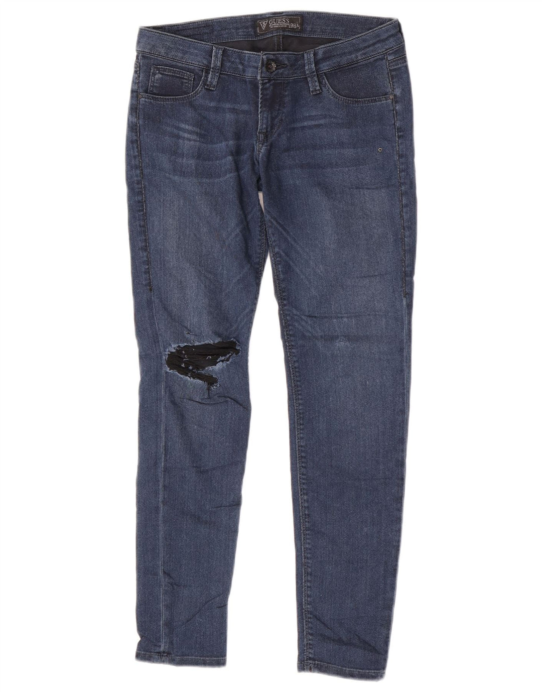 Guess Damen Beverly Distressed Skinny Jeans W29 L27 Blaues Polyester