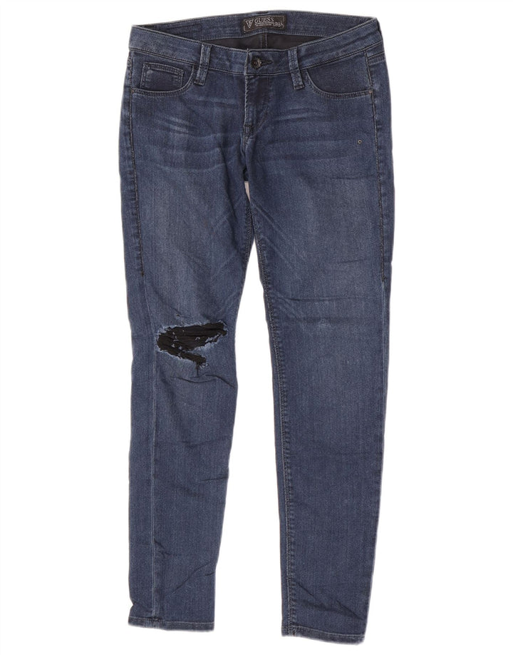 Guess Damen Beverly Distressed Skinny Jeans W29 L27 Blaues Polyester