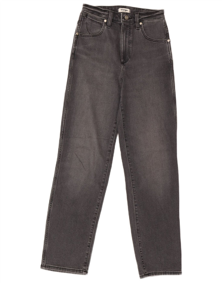Wrangler Damen Mom Straight Jeans W25 L32 Graue Baumwolle