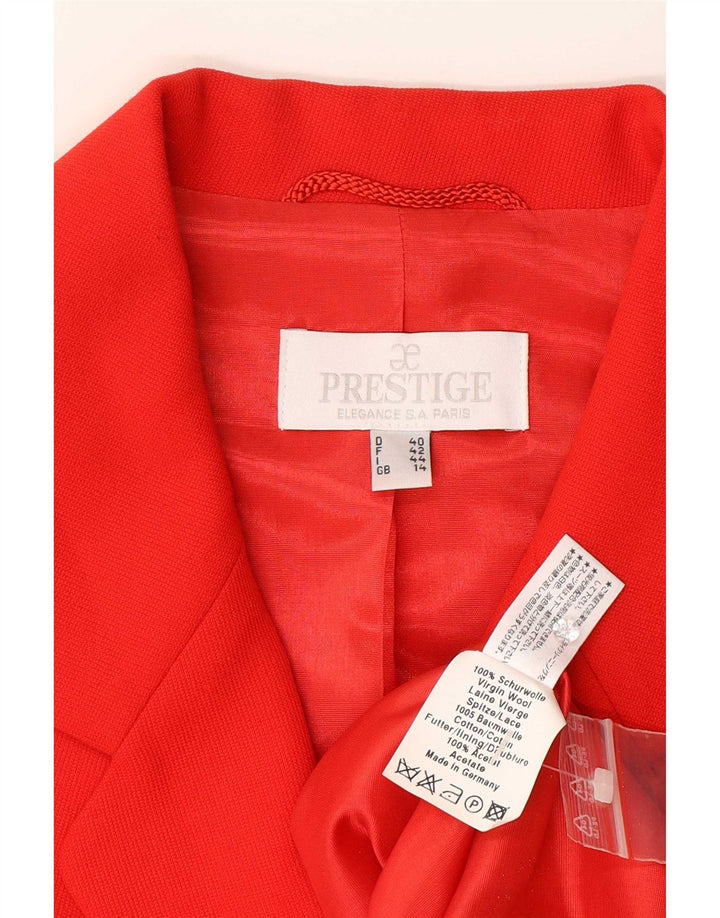Prestige Damen-Blazerjacke mit 3 Knöpfen, UK 14, mittelrote geblümte Schurwolle