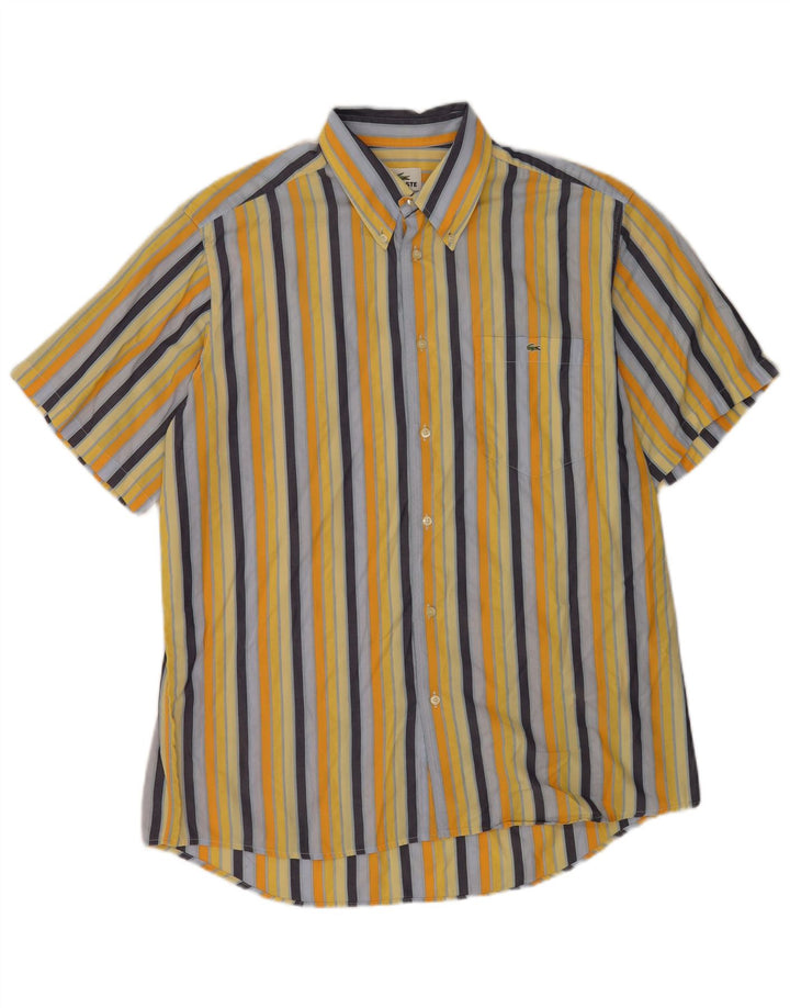 Lacoste Herren-Kurzarmhemd, Größe 42, groß, mehrfarbig, gestreift, Baumwolle