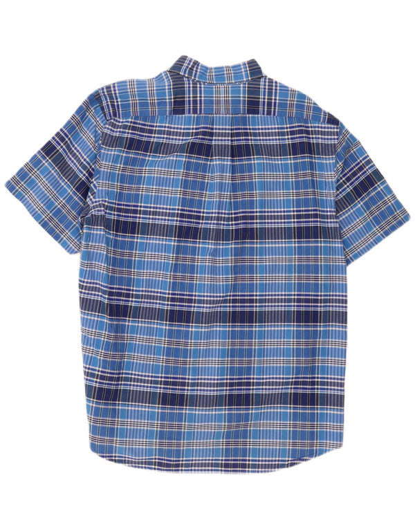 Ralph Lauren Herren-Kurzarmhemd XL, blau kariert, Baumwolle