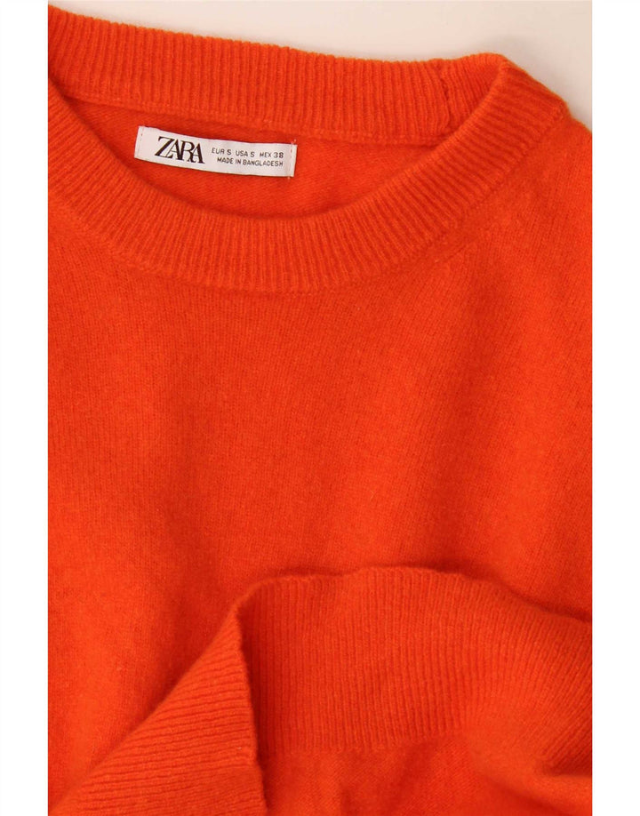 Zara Herren-Pullover mit Rundhalsausschnitt, Größe S, Orange