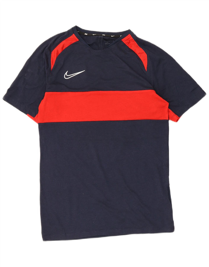 Nike Herren Dri Fit T-Shirt Top Small Marineblau Colourblock Polyester