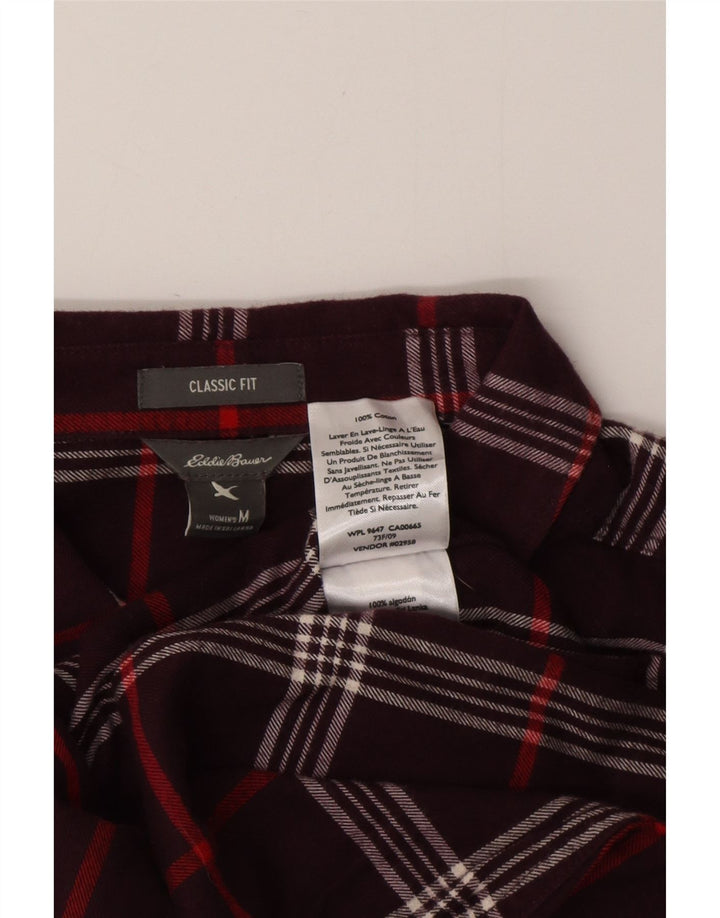 EDDIE BAUER Damen-Flanellhemd mit klassischer Passform, UK 14, mittleres Burgunderrot kariert