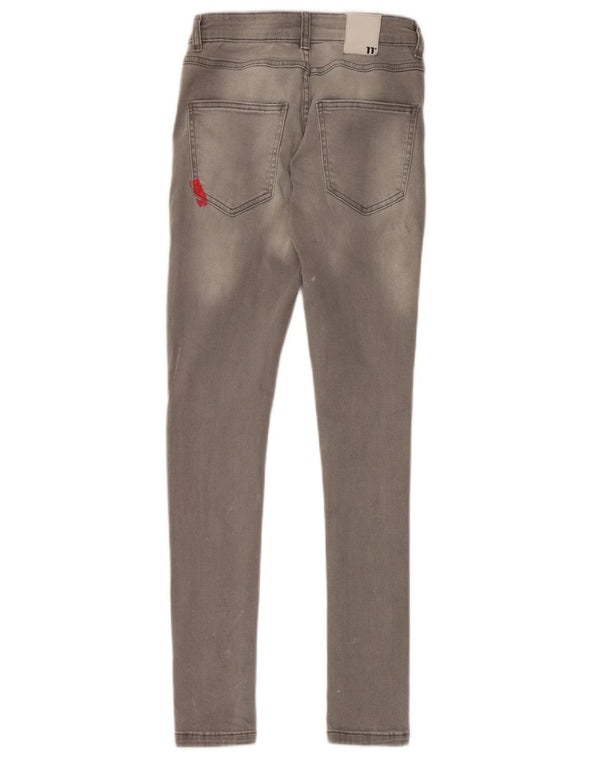 Eleven Degrees Damen Skinny Jeans W28 L30 Graue Baumwolle