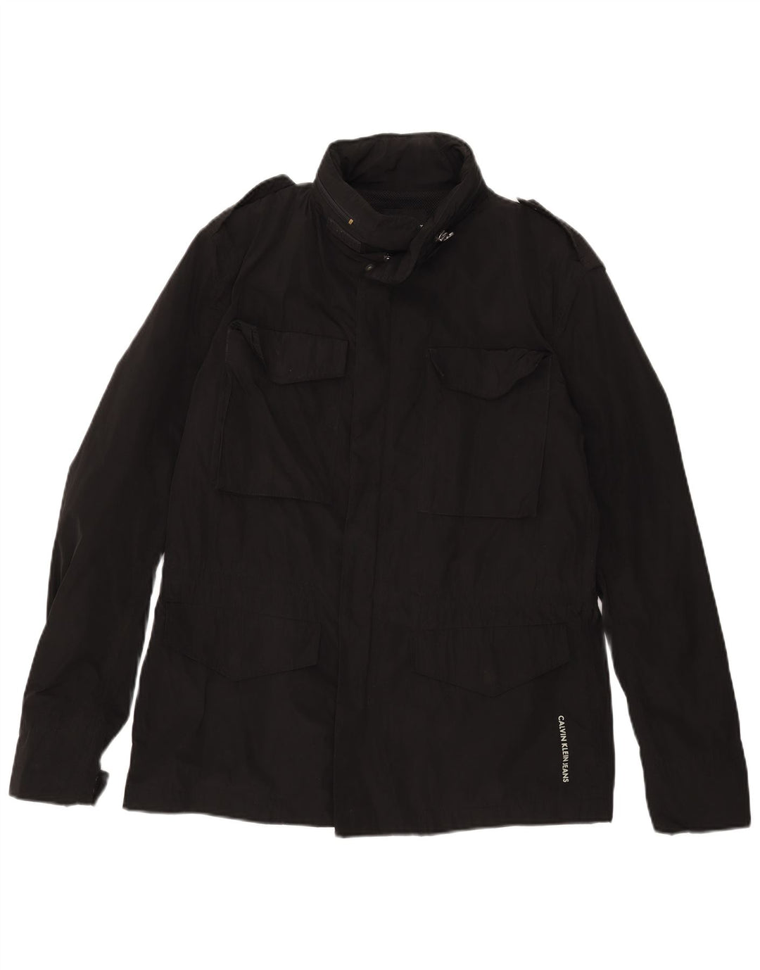 Calvin Klein Jeans Herren Militärjacke UK 40 Large Schwarz Polyester
