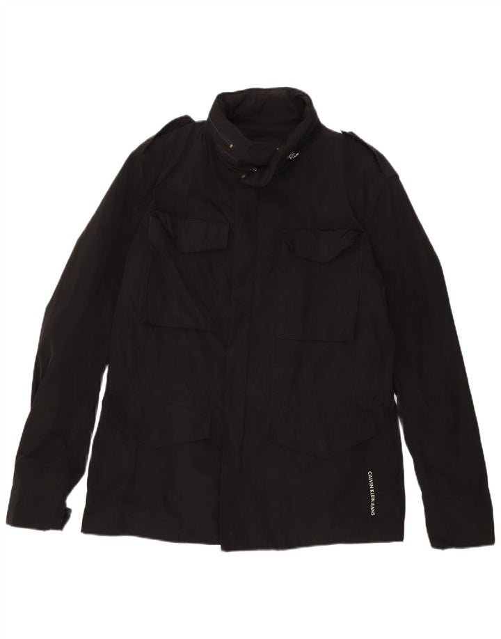 Calvin Klein Jeans Herren Militärjacke UK 40 Large Schwarz Polyester