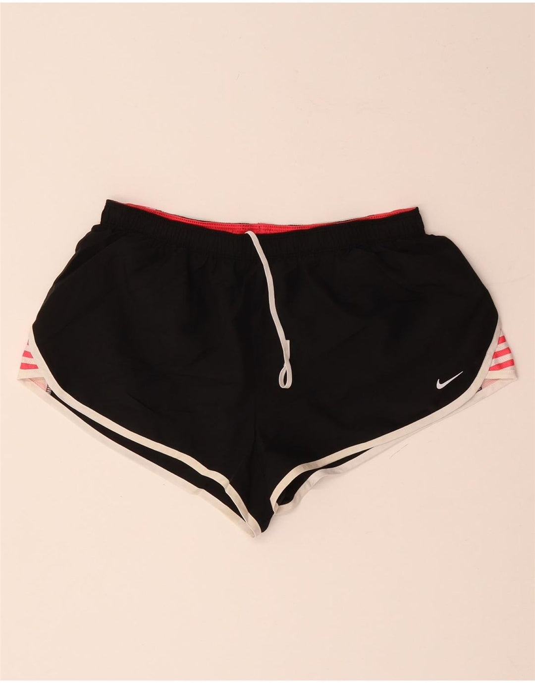 NIKE Damen Dri Fit Sport Shorts UK 12 Mittelschwarz gestreift Polyester