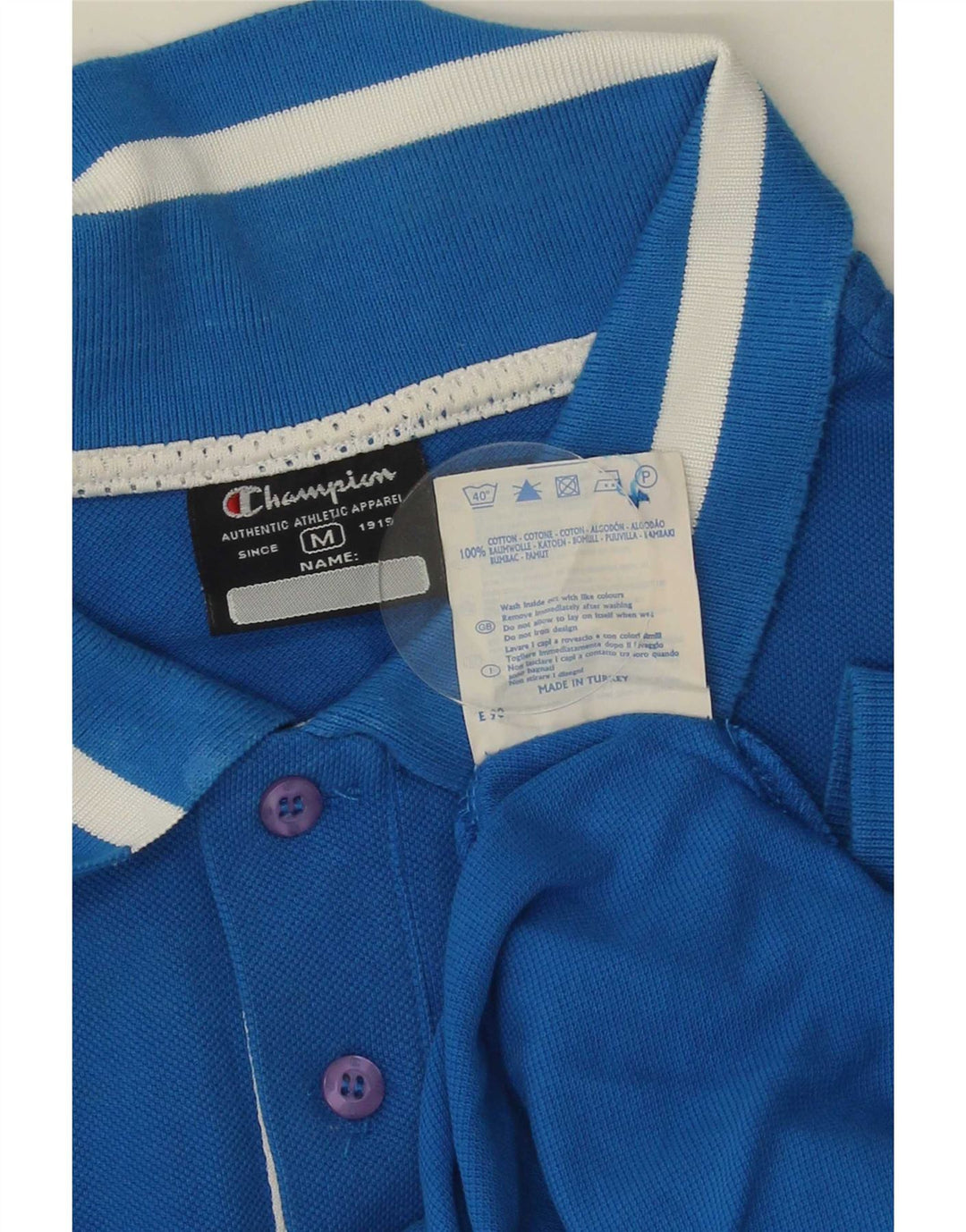 Champion Herren-Poloshirt aus mittelblauer, gestreifter Baumwolle