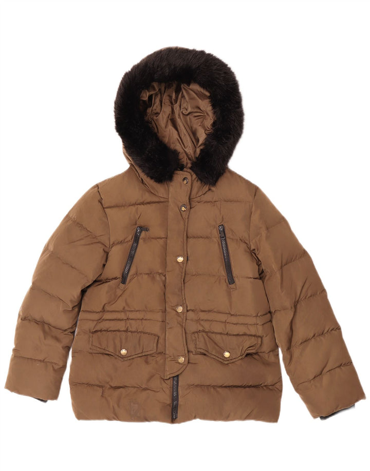Zara Wattierte Jacke mit Kapuze für Mädchen, 11–12 Jahre, Beige