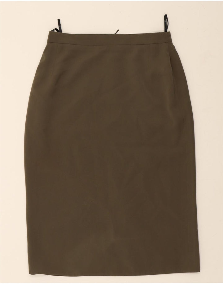 HERMANN LANGE Womens Pencil Skirt IT 42 Medium W30 Khaki Polyester Vintage Hermann Lange and Second-Hand Hermann Lange from Messina Hembry 