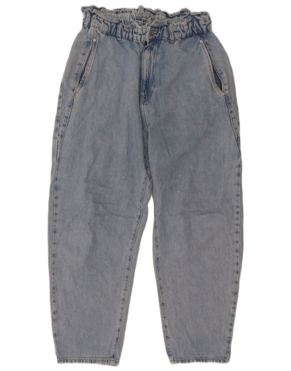 Zara Damen Crop High Waist Tapered Jeans EU 42 Large W32 L26 Blaue Baumwolle