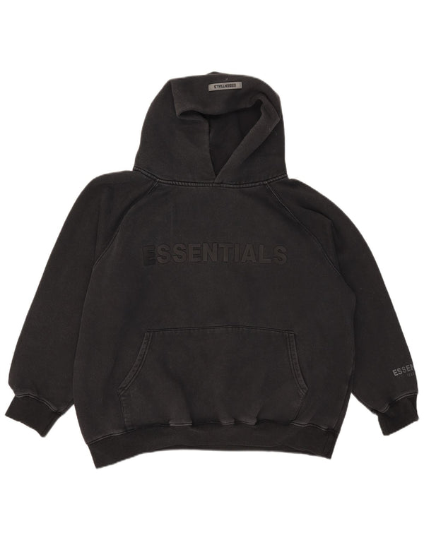 Essentials Womens Graphic Oversized Hoodie Pullover UK 14 Große schwarze Baumwolle