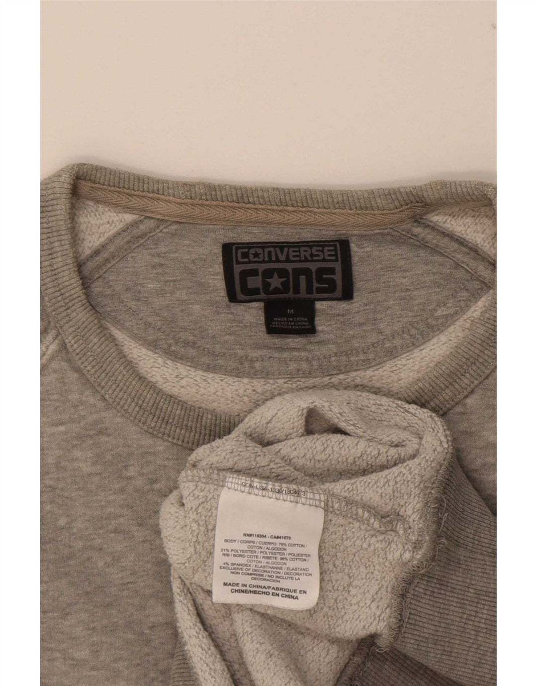 Converse Damen Grafik-Sweatshirt-Pullover UK 14 Mittelgraue Baumwolle