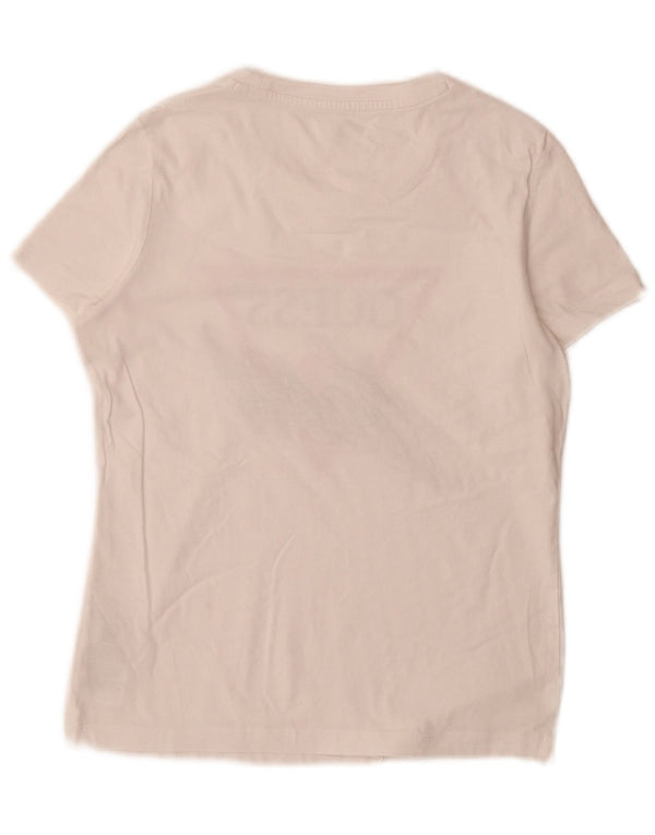 Guess Slim Fit Grafik-T-Shirt für Damen, UK 6 XS, weiße Baumwolle