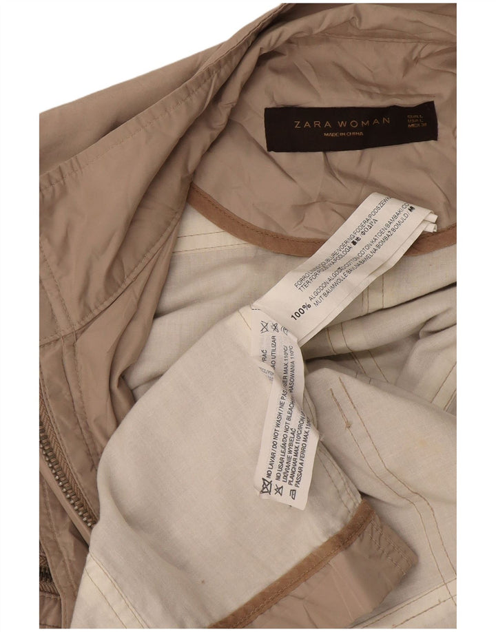 Zara Damen Utility-Jacke UK 14 Large Beige Baumwolle