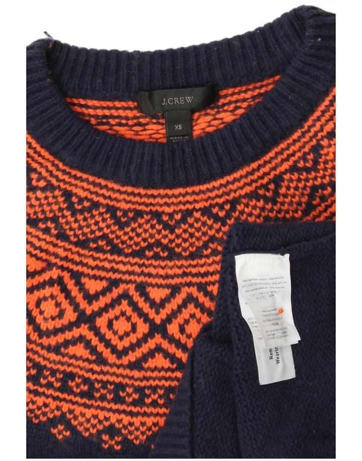 J. CREW Damen-Pullover mit Rundhalsausschnitt, UK 6, XS, Marineblau, Fair Isle