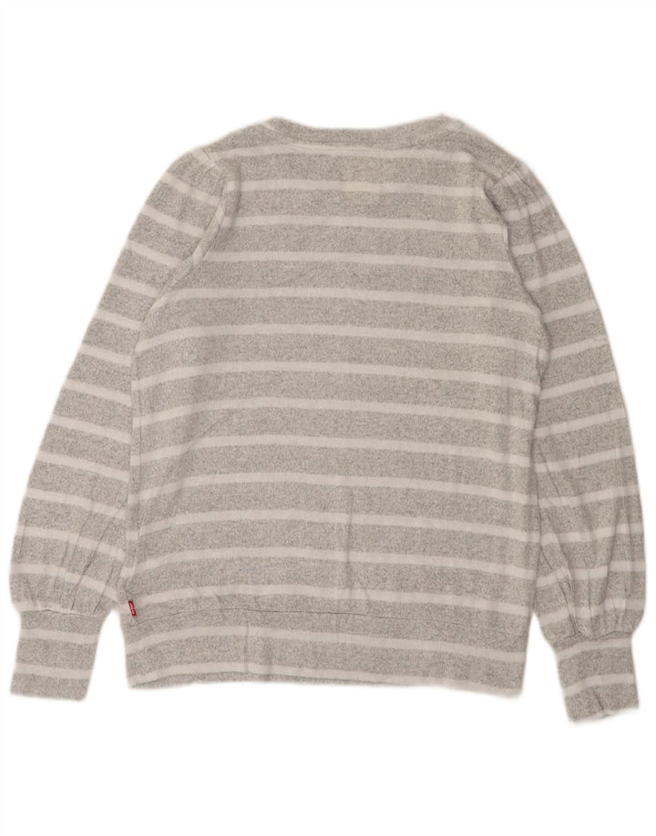Levi's Sweatshirt-Pullover für Mädchen, 13–14 Jahre, grau gestreifte Viskose