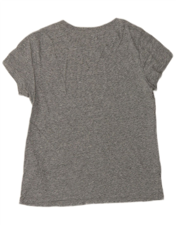 LEVI'S Damen Grafik-T-Shirt-Oberteil UK 12 Mittelgrau gefleckte Baumwolle