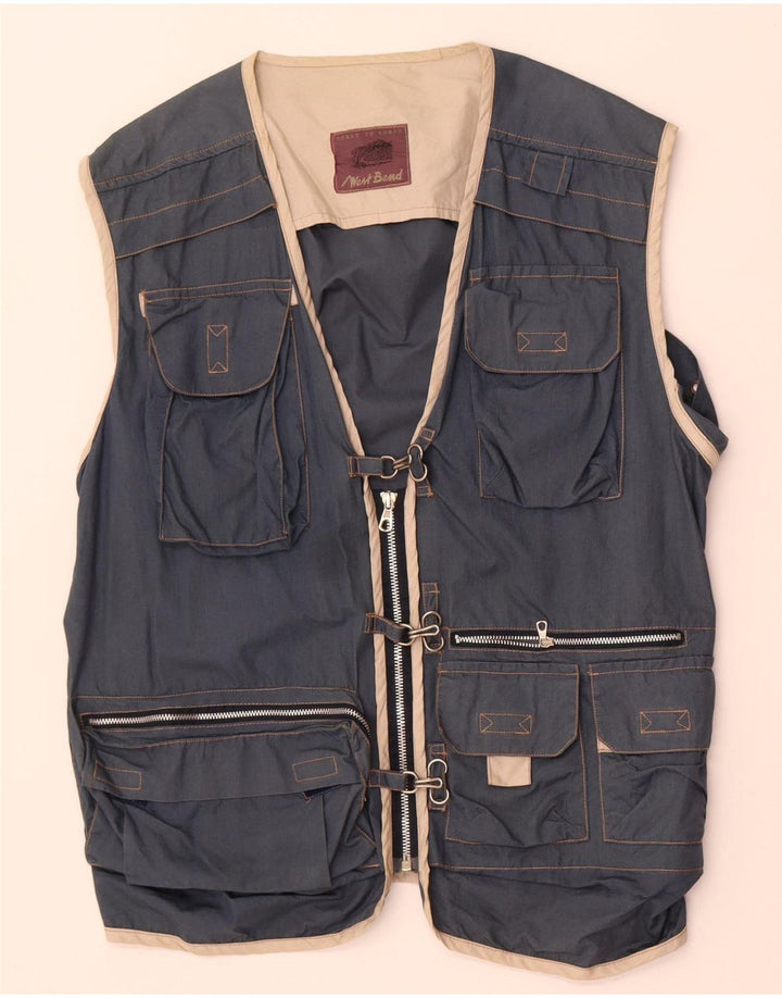 Vintage Herren Utility Gilet UK 36 Small Marineblau