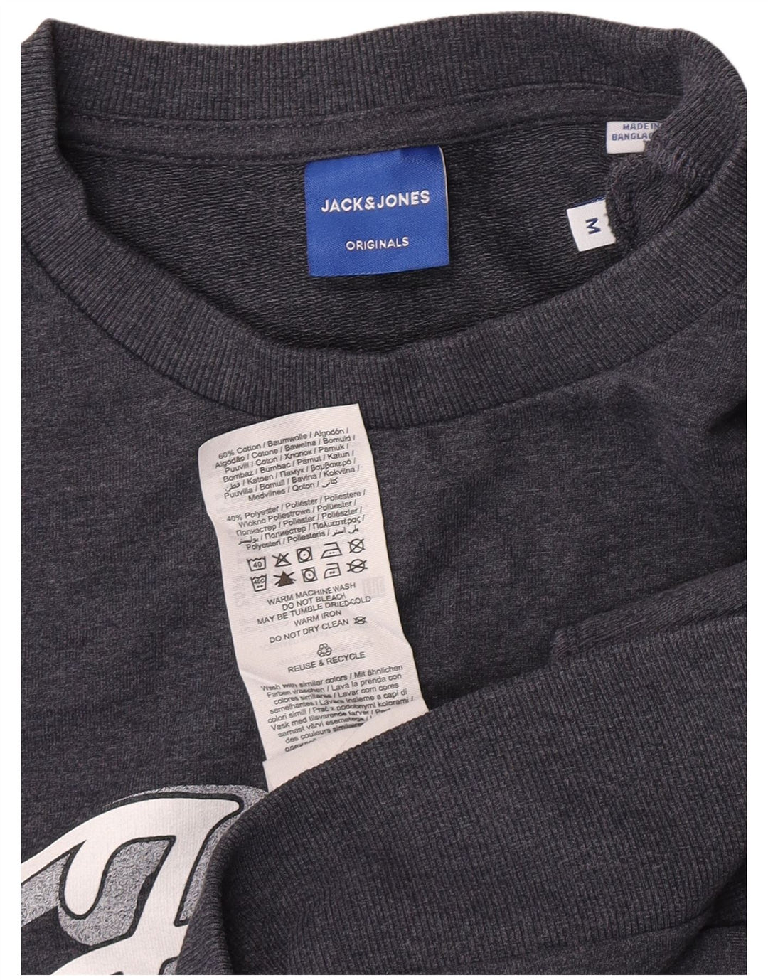Jack & Jones Herren-Sweatshirt mit Grafik, mittelblau gefleckte Baumwolle