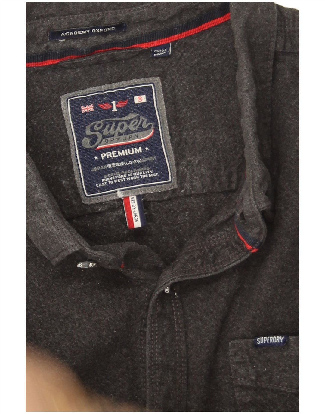 Superdry Herren-Flanellhemd 2XL aus grauer Baumwolle