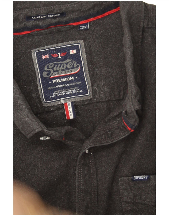 Superdry Herren-Flanellhemd 2XL aus grauer Baumwolle
