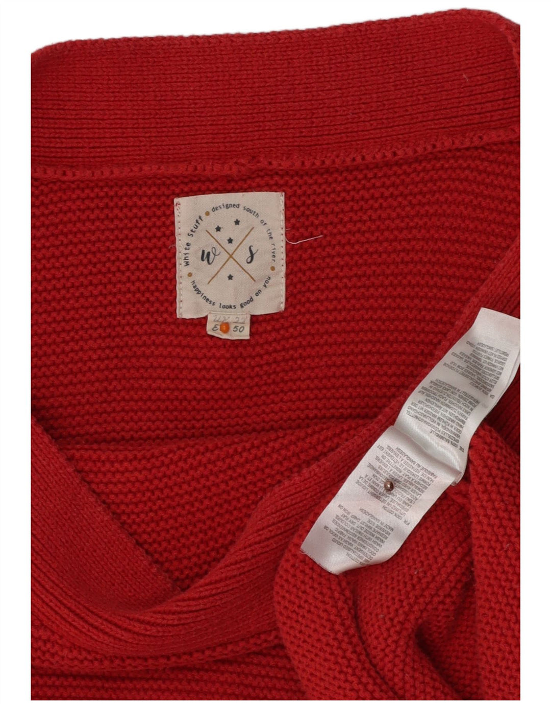 WHITE STUFF Damen-Pullover mit U-Boot-Ausschnitt, UK 22 3XL, rote Baumwolle