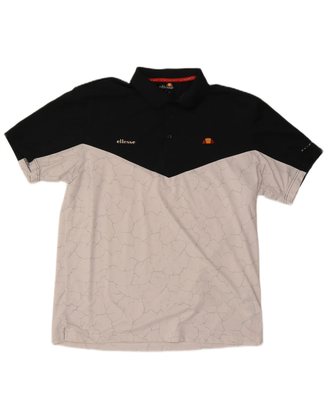 Ellesse Herren-Poloshirt XL, weißes Colourblock-Polyester