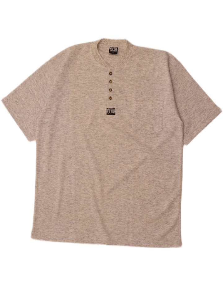 VINTAGE Mens T-Shirt Top XL Grey Flecked Cotton