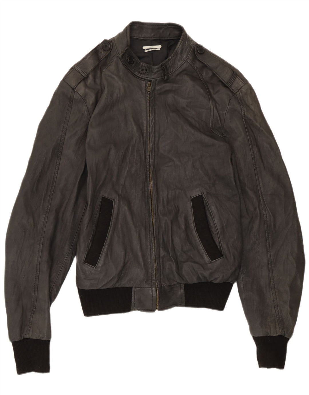 Sasch Herren Militärlederjacke UK 40 Large Schwarz