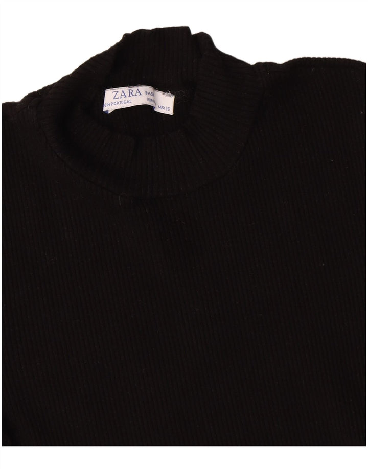 Zara Damen T-Shirt Top UK 8 Small Schwarz