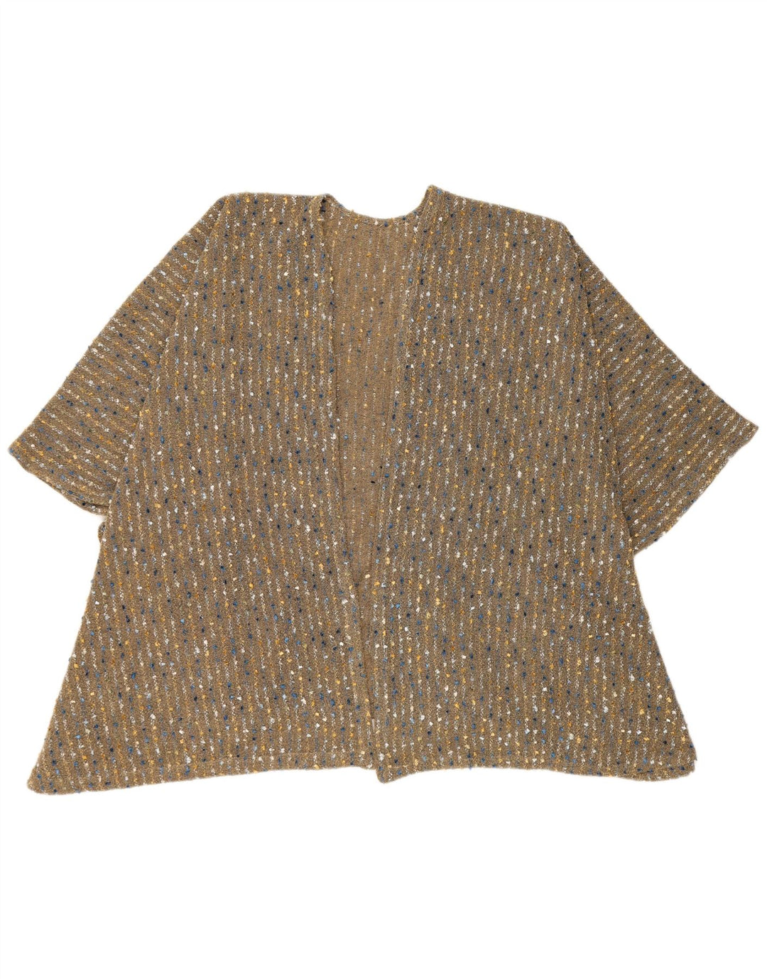 Vintage Damen Cape Cardigan Pullover One Size Braun gestreift