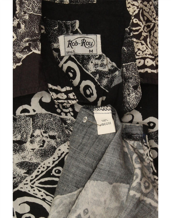 Rob Roy Herren Kurzarmhemd Medium Schwarz Patchwork Viskose